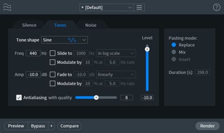 Signal Generator Tones Tab