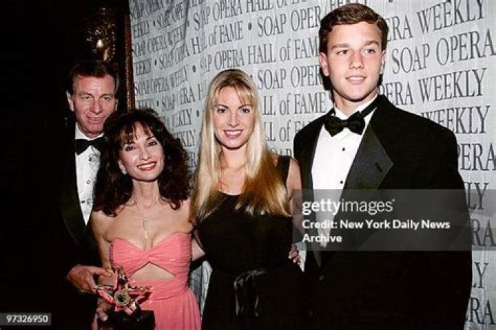 Susan Lucci arrives with her husband Helmut Huber, daughter Liza, and