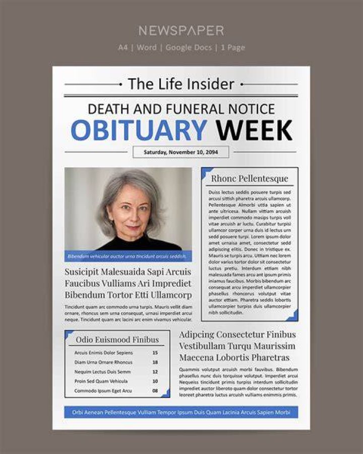 Template For Obituary For Newspaper