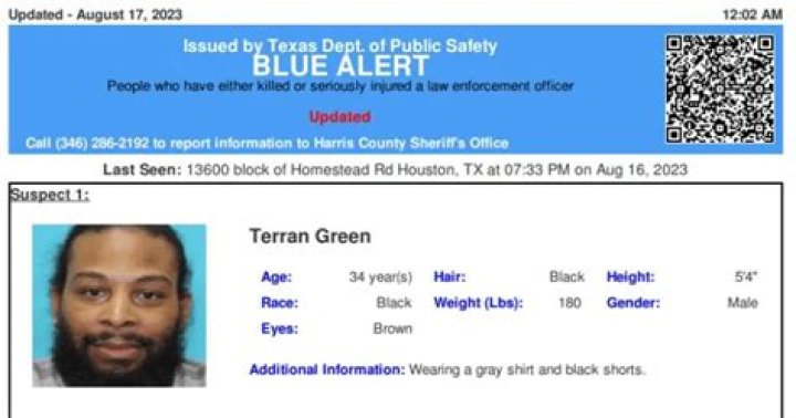 Terran Green Arrest Blue Alert Issued For Harris County Man