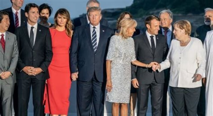 The G7 group shot, where Donald Trump can't hide from his height