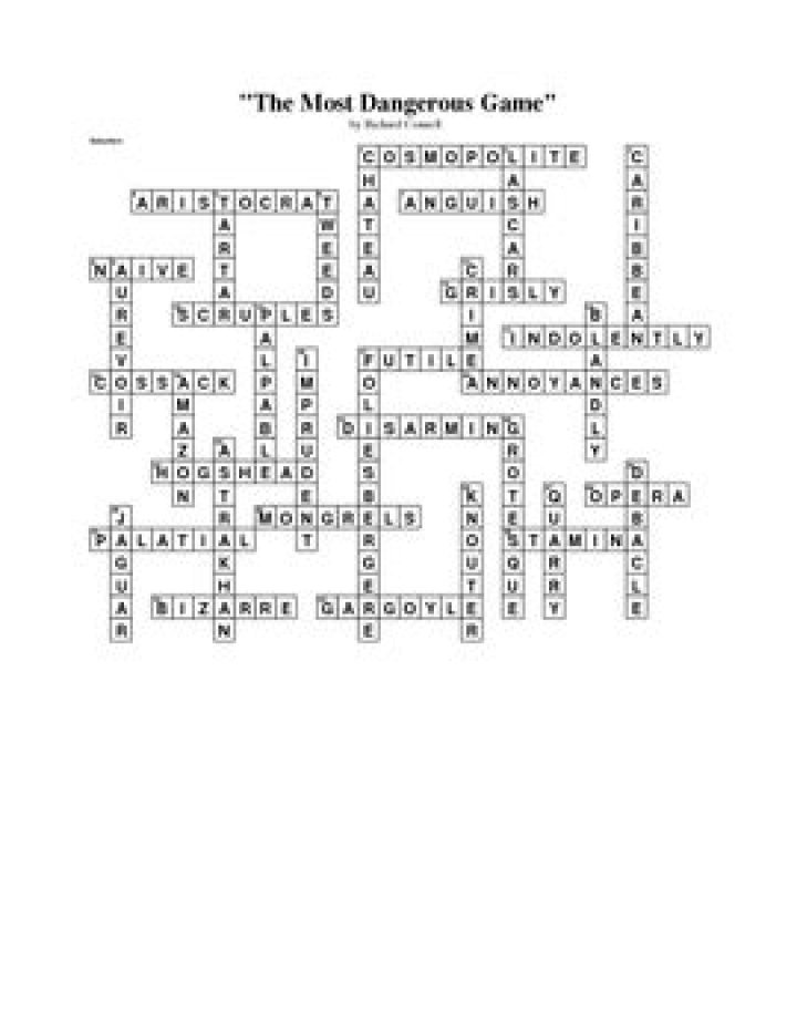 The Most Dangerous Game Crossword WordMint