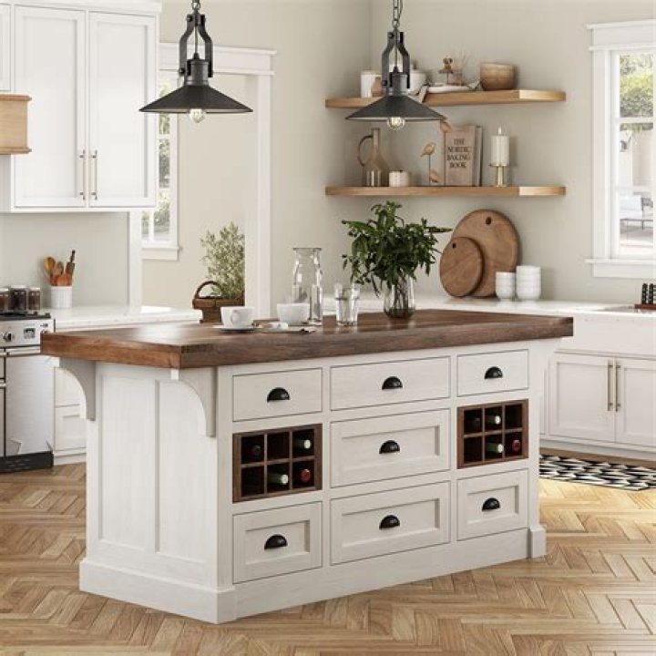 Wade Logan® Victoria Kitchen Island on Casters with 4 Interior Shelves